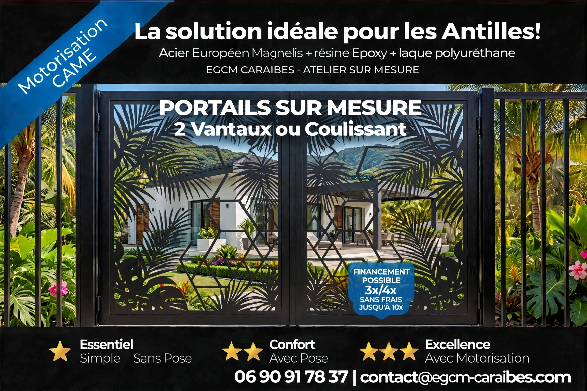 Portail tôle découpe laser EGCM Caraibes
